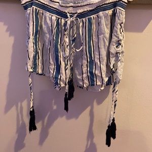 Flowy Shorts With Blue and White Stripes